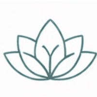 Calm meditation lotus flower logo for mindfulness and mental wellness.