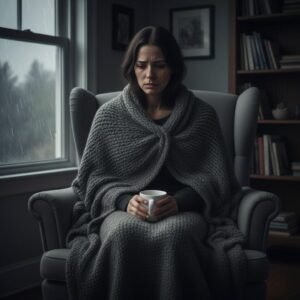 Gentle mind healing for sadness showing emotional heaviness transforming into inner warmth and calm through compassionate healing at MindShift